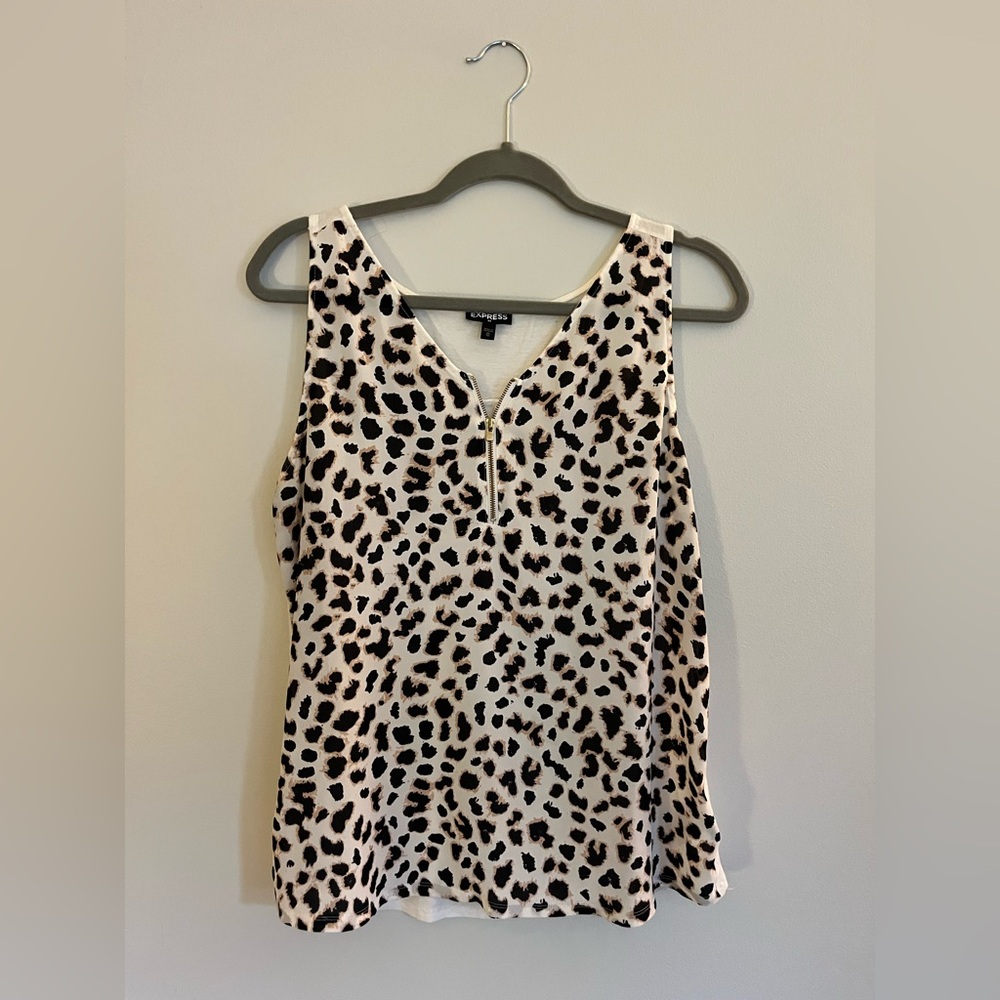 Express Black and White Leopard Print Tank Top